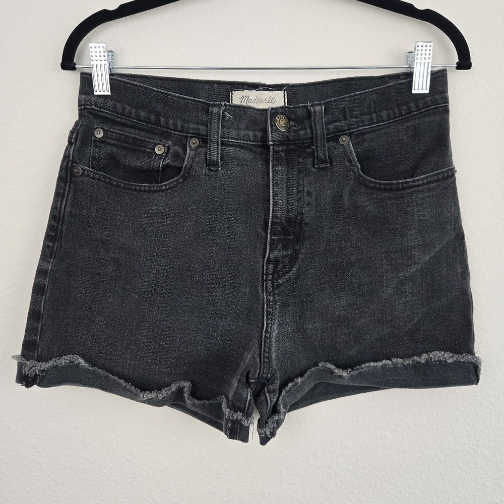 Black Madewell High Rise Cuffed Denim Shorts